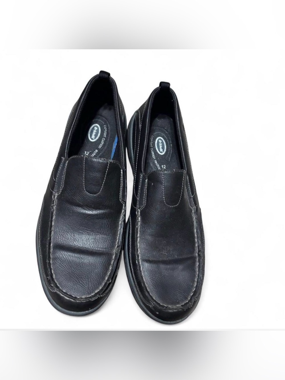 Black 12 leather slip-on loafers with a comfortable fit